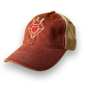 Purveyor Of Love Crowned Heart Faded Lo-Profile Rust Trucker Hat